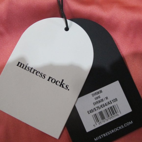 House of CB - Mistress Rocks Coral High Split Maxi Skirt with Beaded Corset - Picture 10 of 11